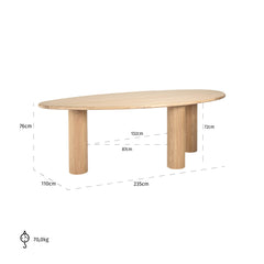 Eettafel Oakley 235 (Natural oak)