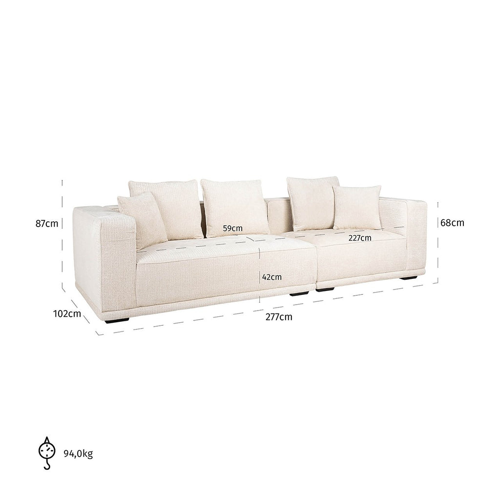 Sofa Lusso 3-zits beige chenille (Niagara 902 beige)