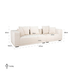 Sofa Lusso 3-zits beige chenille (Niagara 902 beige)