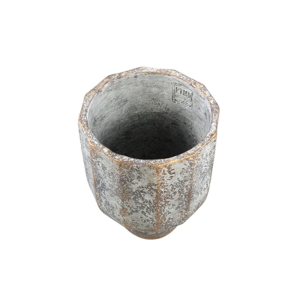 Akil Grey round cement pot rough finish L