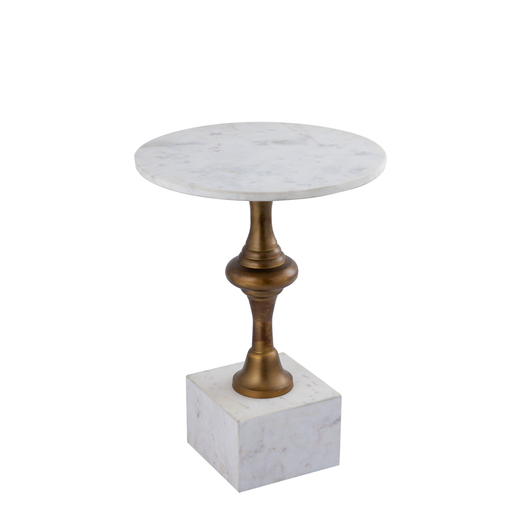 Alano White Marble side table w alu gold table leg