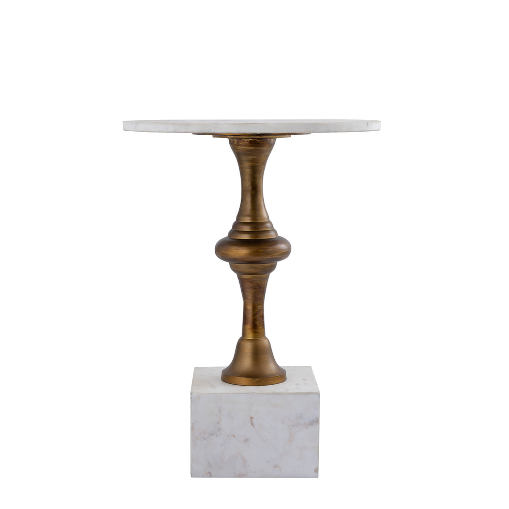 Alano White Marble side table w alu gold table leg