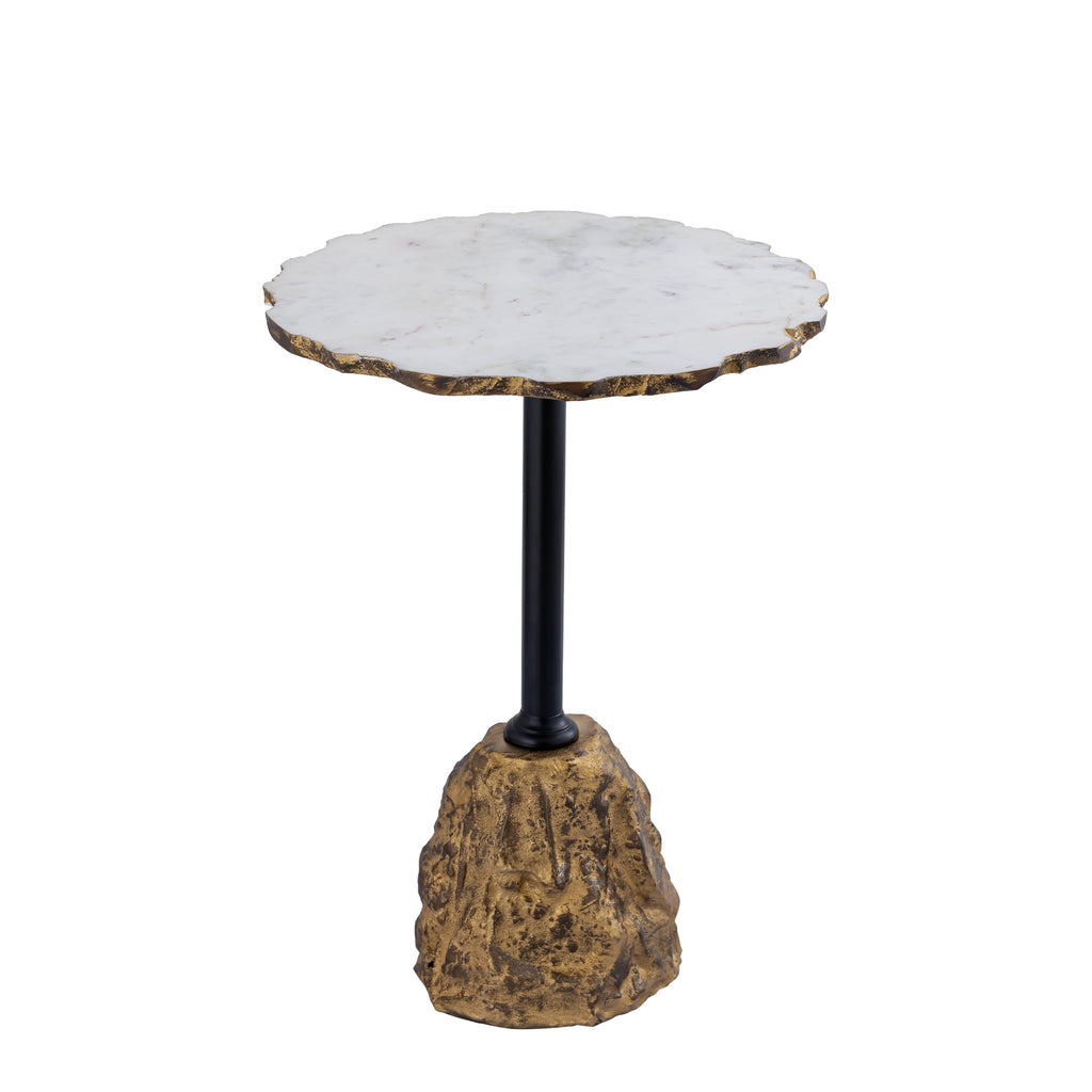 Alexa White Marble side table with iron gold base