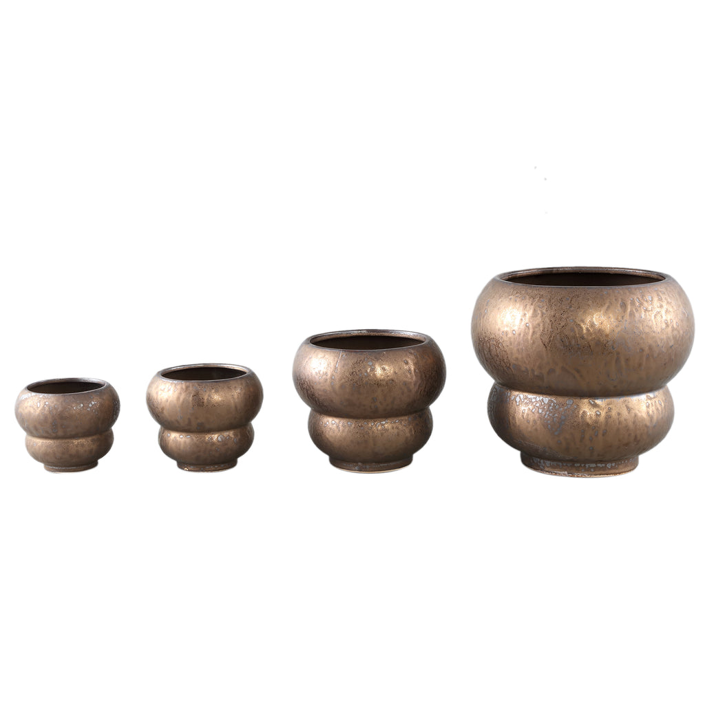 Anashe Bronze ceramic pot layers round M