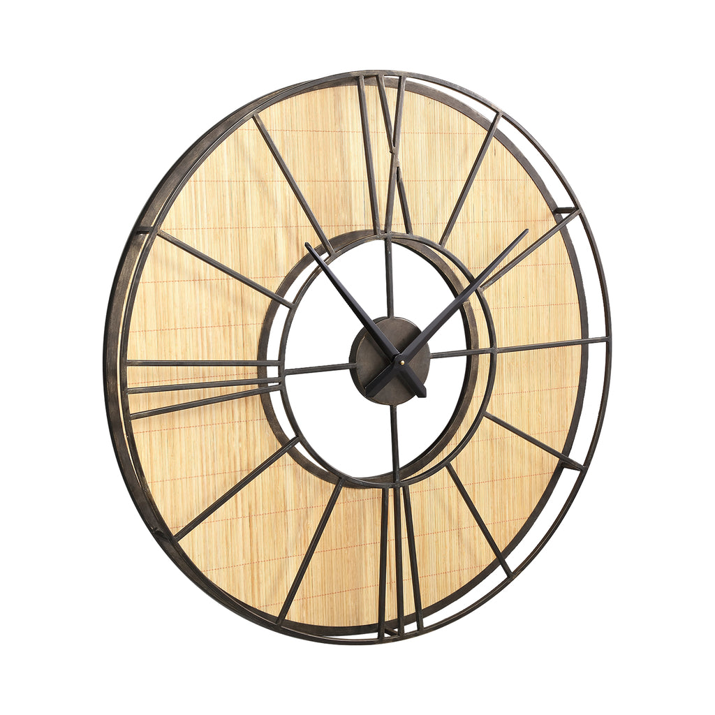 Andis Natural metal wall clock rattan background