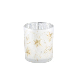 Aolani White glass tealight round flower print M