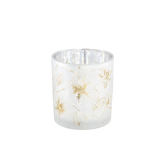 Aolani White glass tealight round flower print S