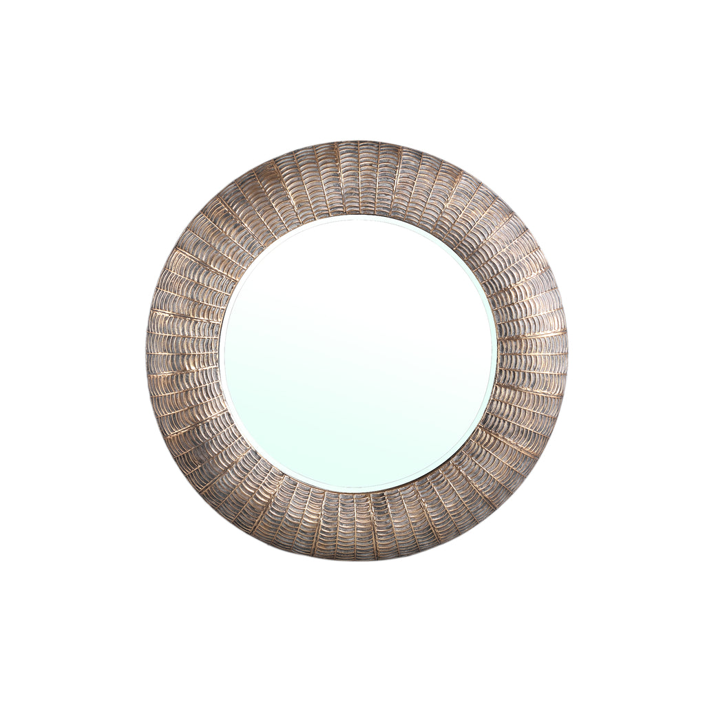 Arenza Gold iron mirror with stripes round