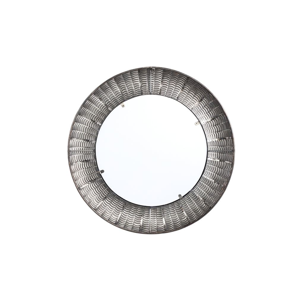 Arenza Gold iron mirror with stripes round