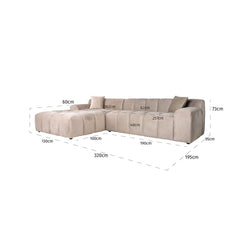 Bank Cube 3-zits + lounge links (Quartz Khaki 903)