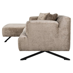 Bank Donovan 3-zits + lounge links (Bergen 104 taupe chenille)