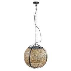 Bayu Black iron hanging bamboo lamp ball shape