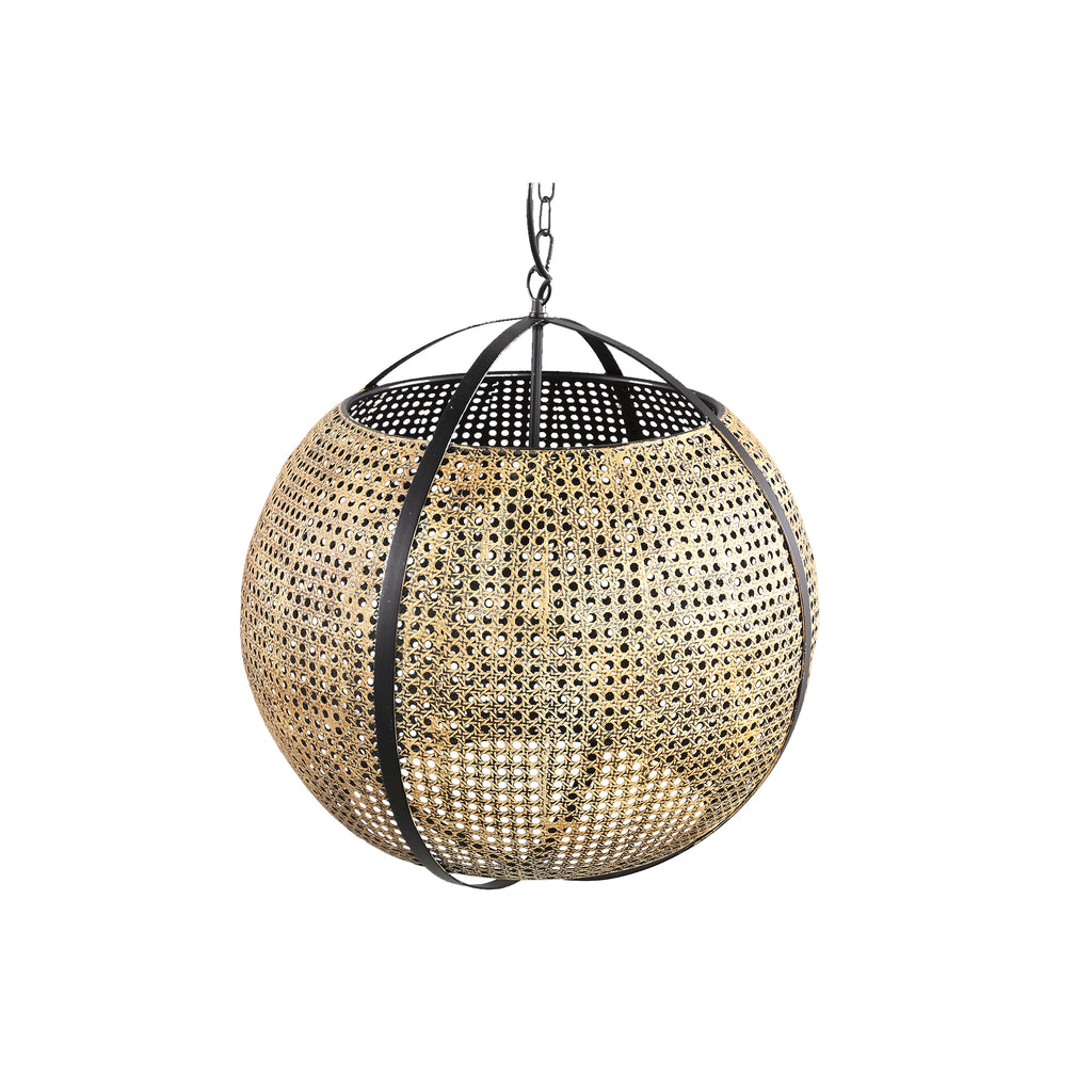 Bayu Black iron hanging bamboo lamp ball shape