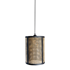 Bayu Black iron hanging lamp with bamboo cilinder