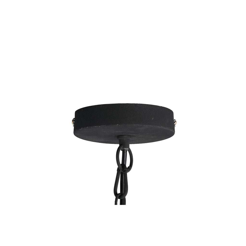 Bayu Black iron hanging lamp with bamboo round L