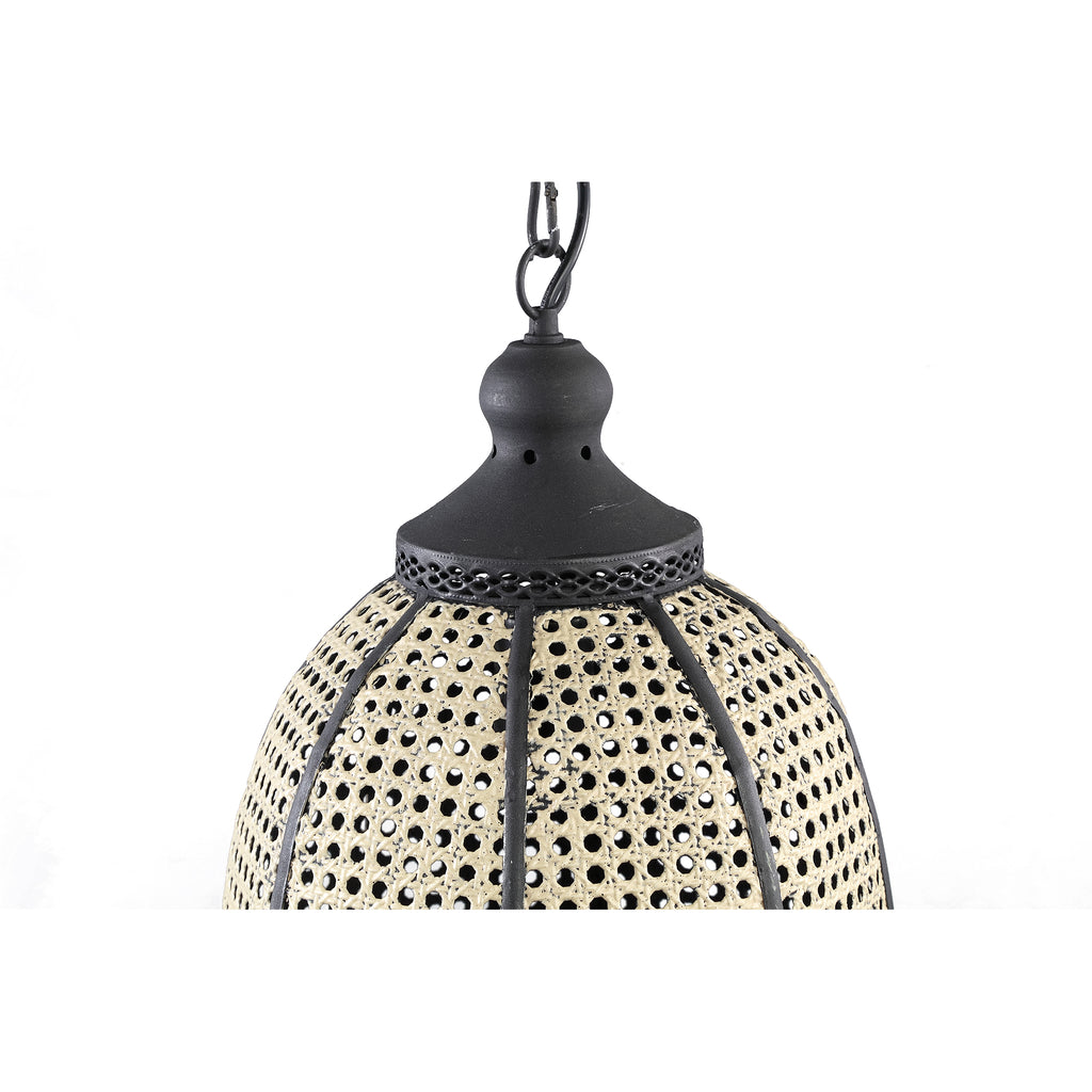 Bayu Black iron hanging lamp with bamboo round S