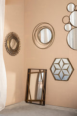 Bellinda Gold metal wall mirror thin circles round