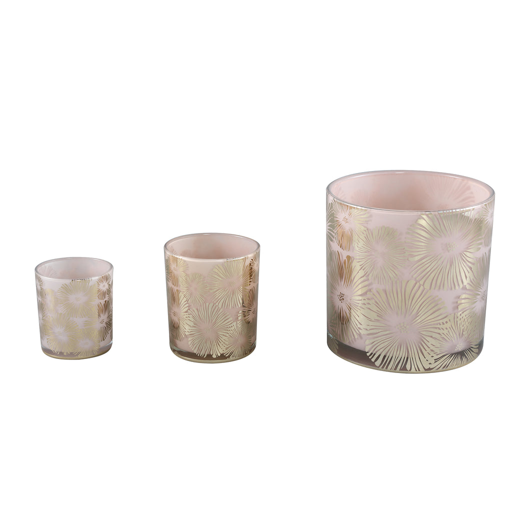 Bodey Brown glass tealight golden flowers M