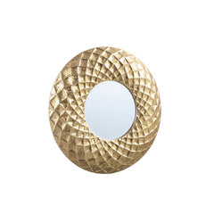 Brendon Gold metal hammered mirror round