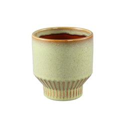 Carina Green ceramic pot round shaped stripes L