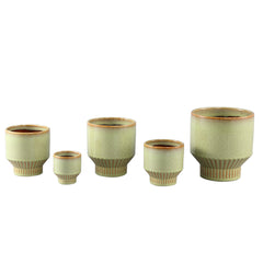 Carina Green ceramic pot round shaped stripes L