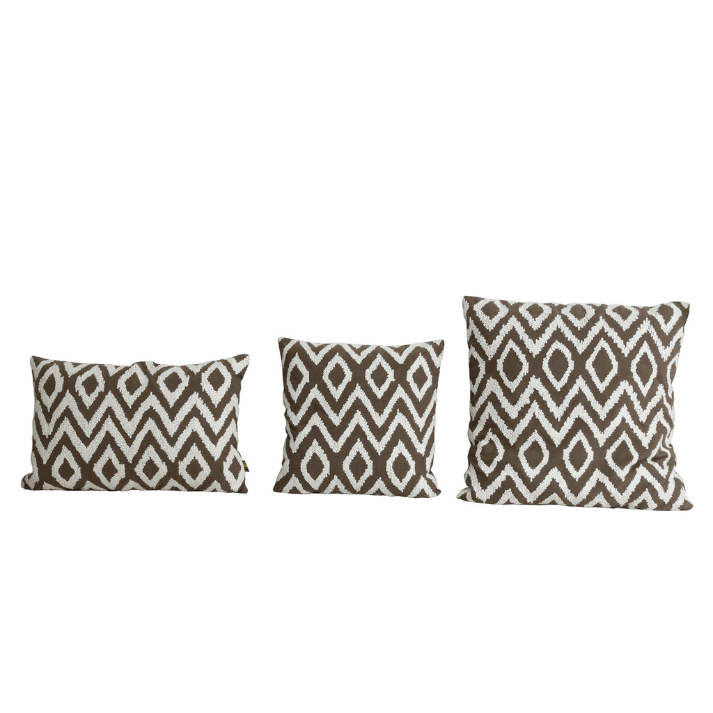 Cecile Taupe cotton cushion triangle pattern squar