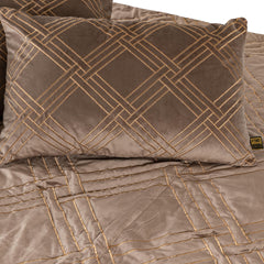 Cerine Brown velvet cushion embroidery lines recta