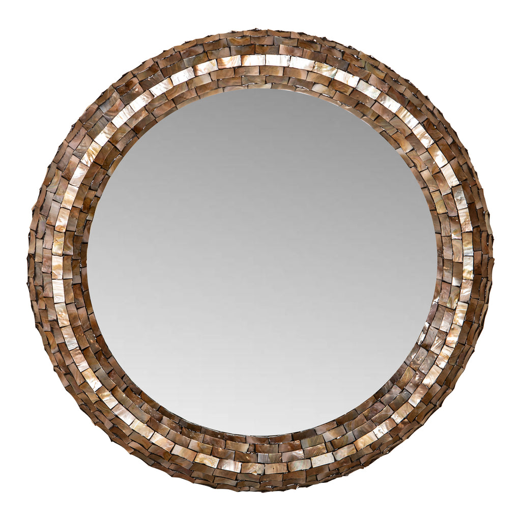 Chelsae Bronze poly round shell mirror large