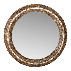 Chelsae Bronze poly round shell mirror large