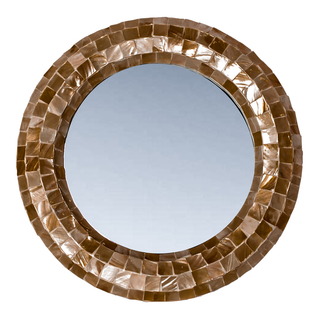 Chelsae Bronze poly round shell mirror small