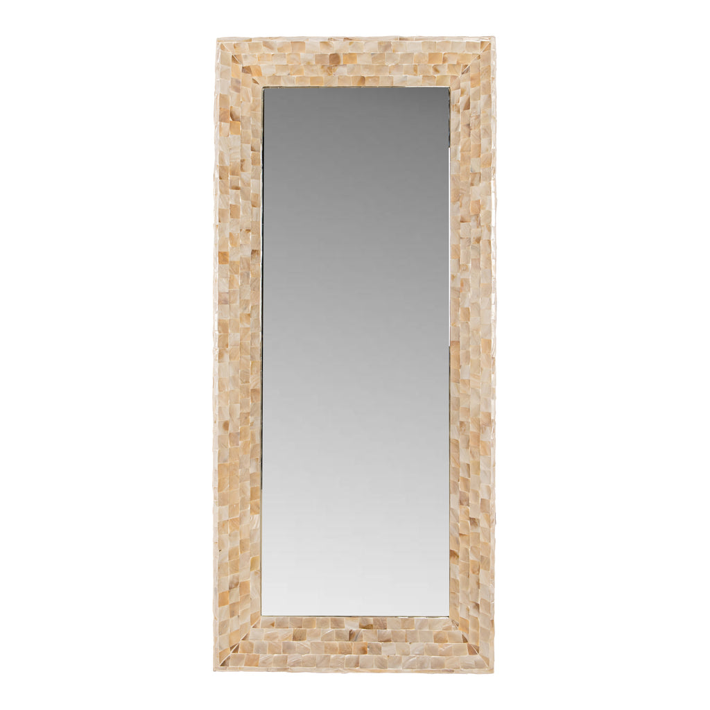 Chelsae Cream poly rectangle shell mirror