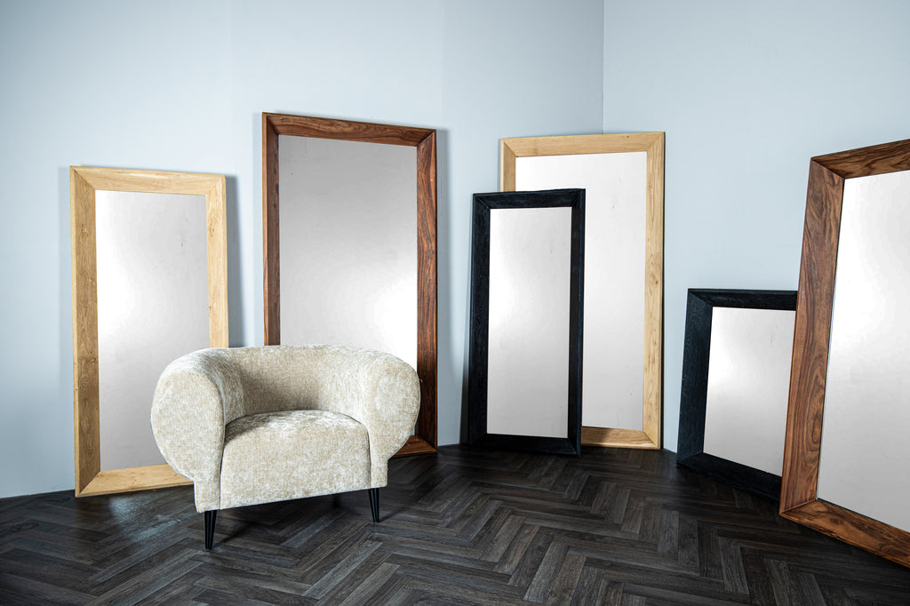 Chevar Black oak wood mirror rectangle L