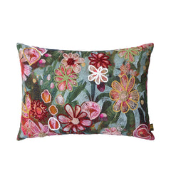 Clarrie Green fabric rectangle cushion flowers