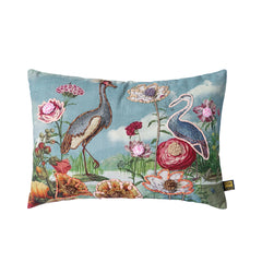 Clarrie Turquoise fabric rectangle cushion birds