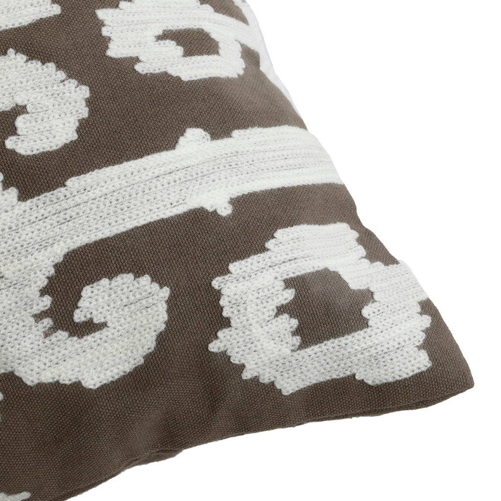 Cloe Taupe cotton cushion antique pattern square L