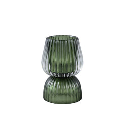 Comrad Green glass tealight rib structure round