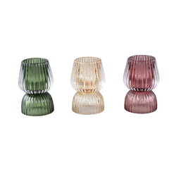 Comrad Green glass tealight rib structure round