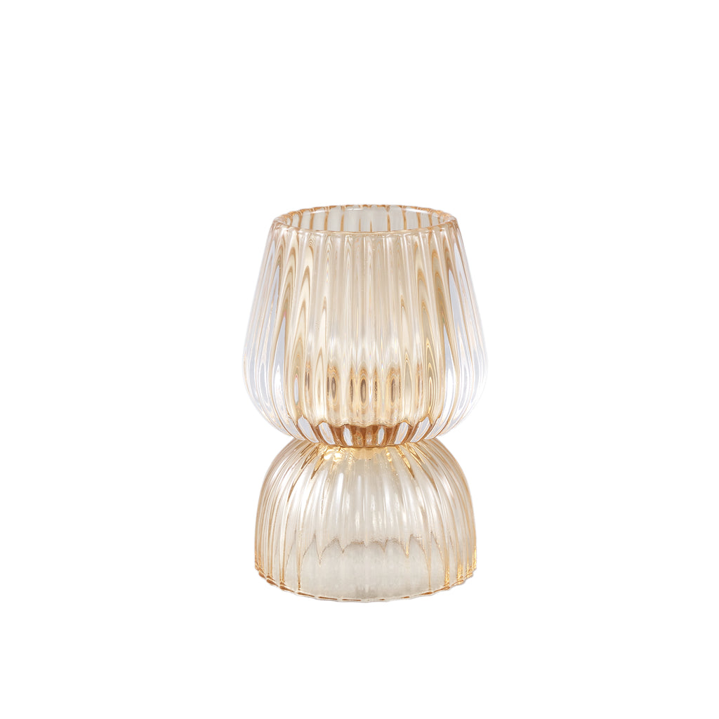 Comrad Yellow glass tealight rib structure round