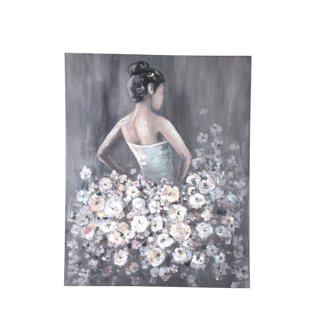 Daiven Grey canvas wall panel flower dress