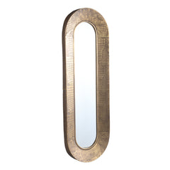 Darcio Gold thick iron croco print mirror oval