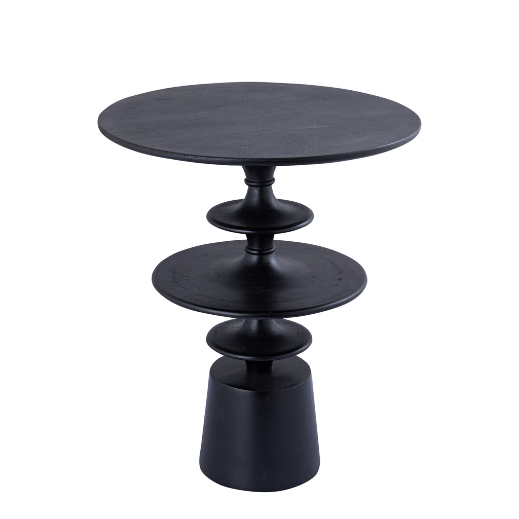 Davin Black mango wood side table with layers