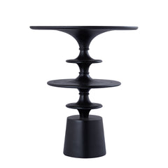 Davin Black mango wood side table with layers