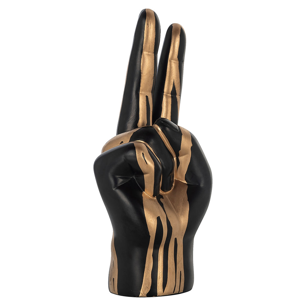 Deco object hand peace (Black/gold)