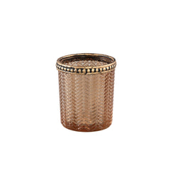 Decoritz Amber glass tealight round ribbed