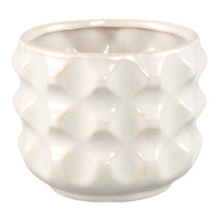 Delany Cream glazed ceramic pot 3D triangle XS