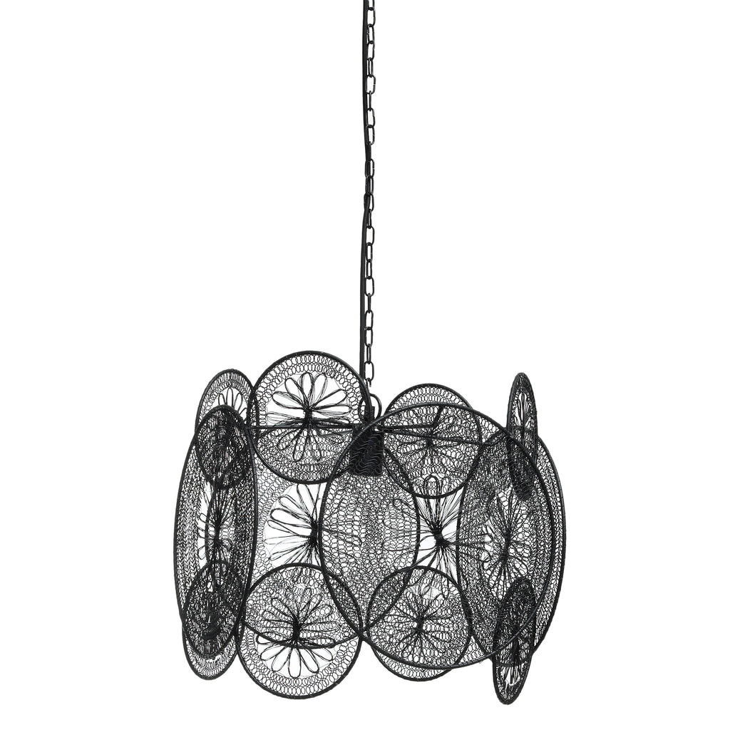 Desh Black metal woven wired hanging lamp round