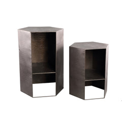 Dilay Black iron hexagon sidetable with shelve SV2