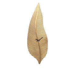 Dinter Gold metal wall clock in vertical leaf