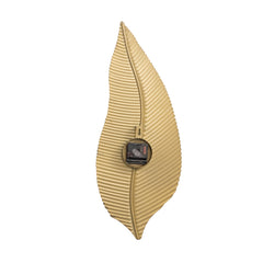 Dinter Gold metal wall clock in vertical leaf