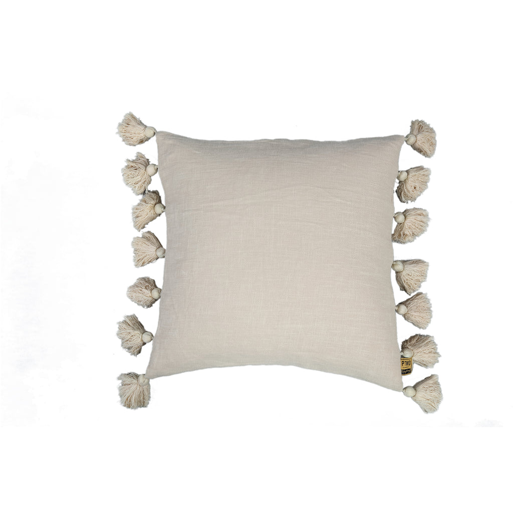 Dolly Cream cushion with tassels square